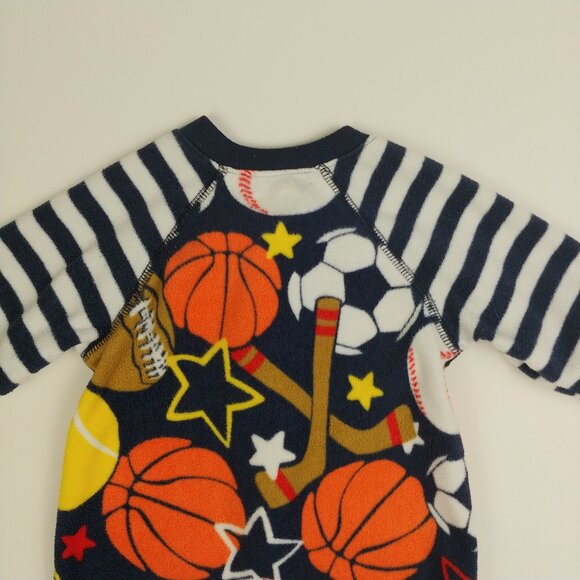 The Children's Place Ball Game Sports Pajama Fleece Footie 3-6 Months - Picture 8 of 11